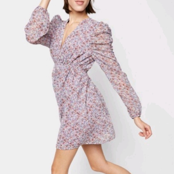wild fable Dresses & Skirts - Floral Long Sleeve Deep Vneck Mini Dress Wild Fabl